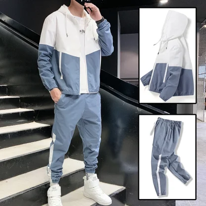 Sporty Sweatsuit with Color Block Design - Image 2