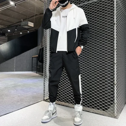 Sporty Sweatsuit with Color Block Design - Image 10