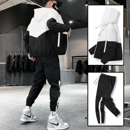 Sporty Sweatsuit with Color Block Design - Image 3