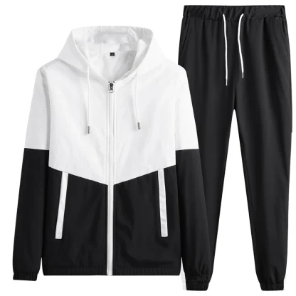 Sporty Sweatsuit with Color Block Design - Image 11