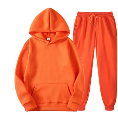 Solid Color Pullover Sweatsuit with Front Pocket - Image 6