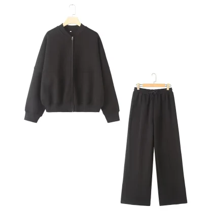 Trendy Sweatsuit with Wide Leg Pants - Image 2