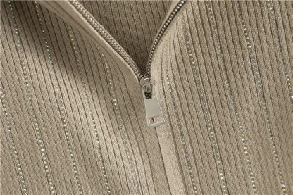 Knitted Women's Sweatsuit with Zip Up Hoodie - Image 8
