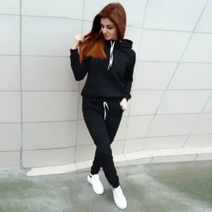 Fitted Simple Sweatsuits with Hood - Image 3