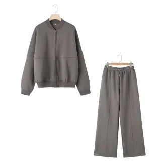 Trendy Sweatsuit with Wide Leg Pants