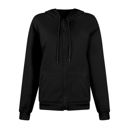 Zippered Closure Sweatshirt with Hoodie - Image 11