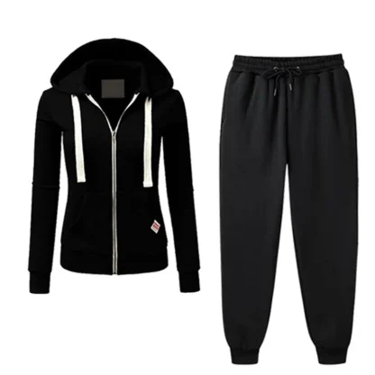 Comfortable Sweatsuit with Drawstring Hoodie