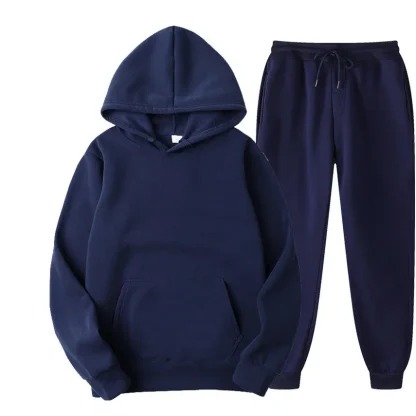 Solid Color Pullover Sweatsuit with Front Pocket - Image 13