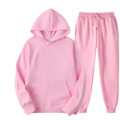 Solid Color Pullover Sweatsuit with Front Pocket - Image 12