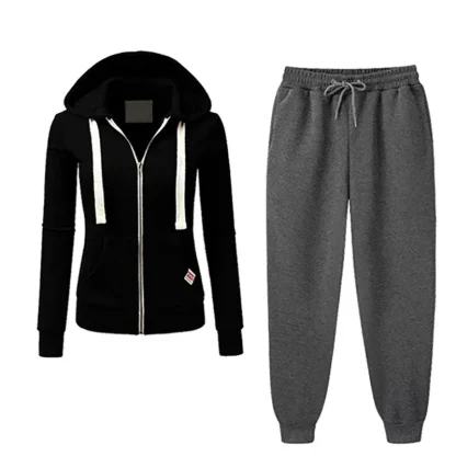 Comfortable Sweatsuit with Drawstring Hoodie - Image 3