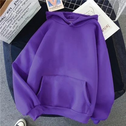Oversized Plain Sweatshirt with Hood - Image 12