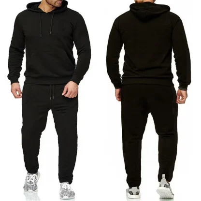 Solid Color Pullover Sweatsuit with Front Pocket - Image 4