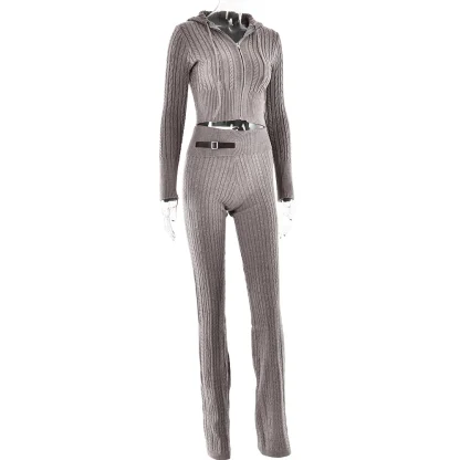 Sexy Cropped Knitted Sweatsuit for Women - Image 6