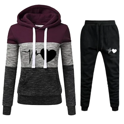 Printed Sweatsuit with Color Block Design - Image 5
