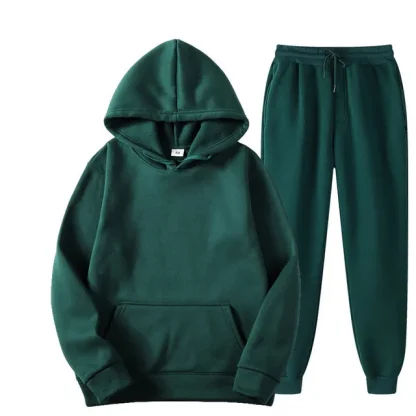 Solid Color Pullover Sweatsuit with Front Pocket - Image 8