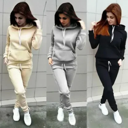 Fitted Simple Sweatsuits with Hood - Image 6