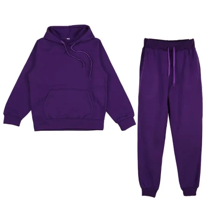 Solid Color Unisex Casual Sweatsuits - Image 3