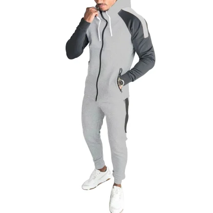 Color Block Sweatsuit with Zippered Top - Image 5
