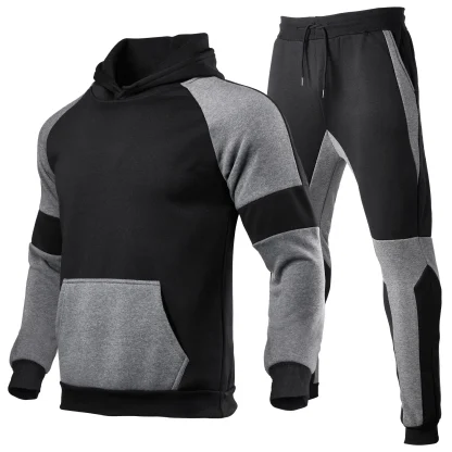 Cozy Thick Color Block Sweatsuit with Hood - Image 2