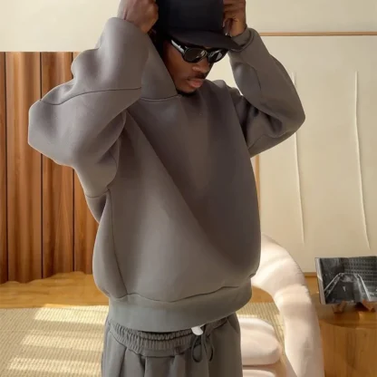 Loose Fit Sweatsuits with Plain Color Design - Image 6
