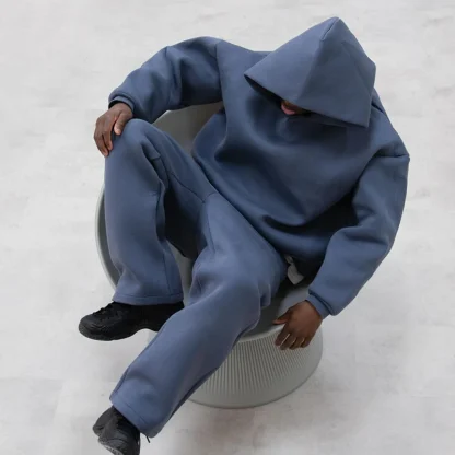 Loose Fit Sweatsuits with Plain Color Design - Image 10