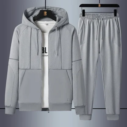 Breathable Hooded Sweatsuit with Zipper - Image 3