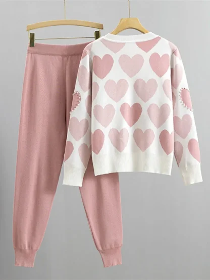 Cute Beaded Sweatsuits with Heart Pattern - Image 14