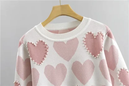 Cute Beaded Sweatsuits with Heart Pattern - Image 6