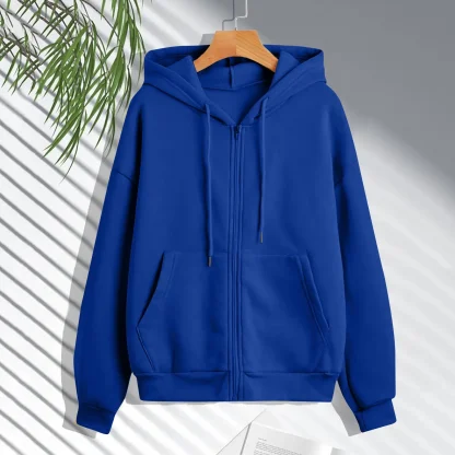 Zippered Closure Sweatshirt with Hoodie - Image 5