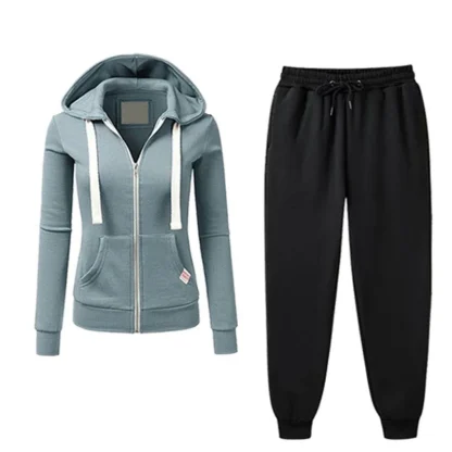 Comfortable Sweatsuit with Drawstring Hoodie - Image 13