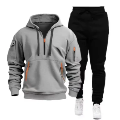 Pullover Sweatsuit with Multi Pockets - Image 2