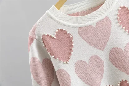 Cute Beaded Sweatsuits with Heart Pattern - Image 7