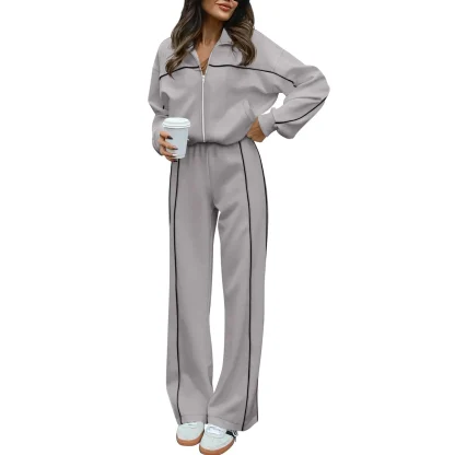 Stylish Sweatsuit with Minimal Stripe Pattern - Image 4