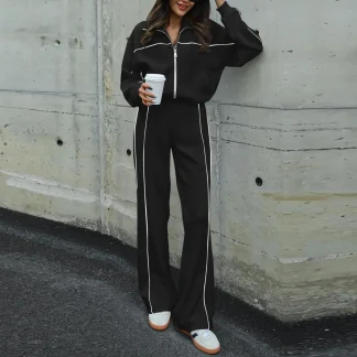 Stylish Sweatsuit with Minimal Stripe Pattern