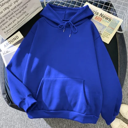 Oversized Plain Sweatshirt with Hood - Image 10