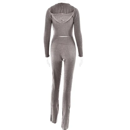Sexy Cropped Knitted Sweatsuit for Women - Image 7
