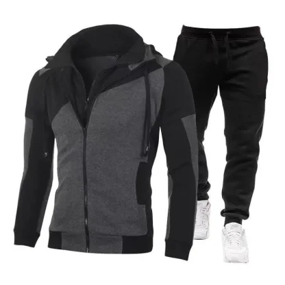 Two Tone Sweatsuit with Double Front Zippered - Image 2