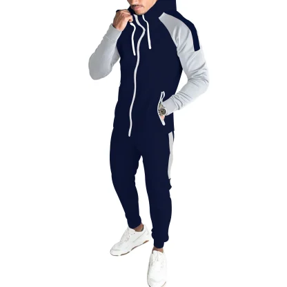 Color Block Sweatsuit with Zippered Top - Image 7