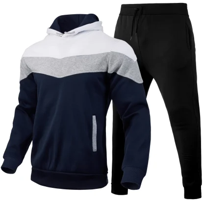 Casual Sweatsuit with Color Block Design - Image 4