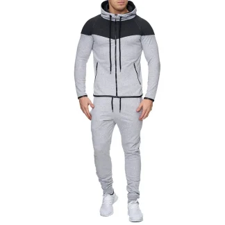 Color Block Sweatsuit with Zippered Top
