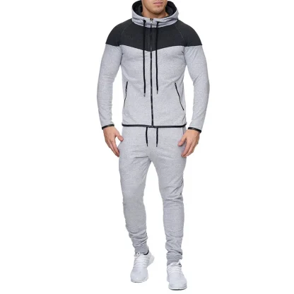 Color Block Sweatsuit with Zippered Top