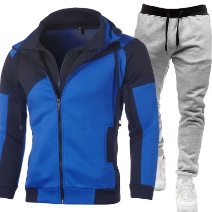Two Tone Sweatsuit with Double Front Zippered - Image 8