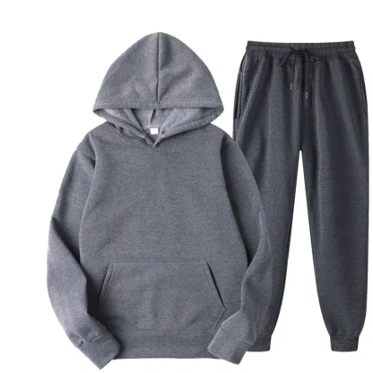 Solid Color Pullover Sweatsuit with Front Pocket - Image 9