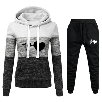 Printed Sweatsuit with Color Block Design - Image 2