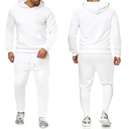 Solid Color Pullover Sweatsuit with Front Pocket