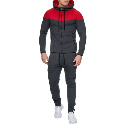Color Block Sweatsuit with Zippered Top - Image 6