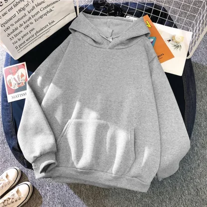 Oversized Plain Sweatshirt with Hood - Image 7