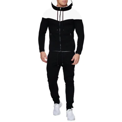 Color Block Sweatsuit with Zippered Top - Image 3