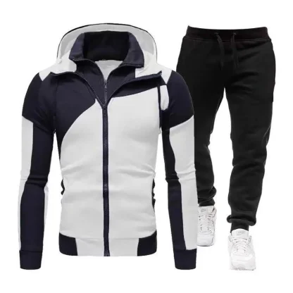 Two Tone Sweatsuit with Double Front Zippered - Image 7