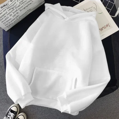 Oversized Plain Sweatshirt with Hood - Image 3